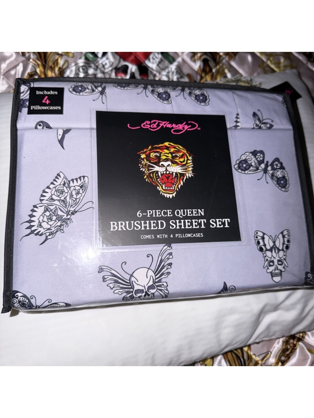 Ed Hardy Queen Sheet Set 6Pc Double Brushed Soft Cooling Bedding